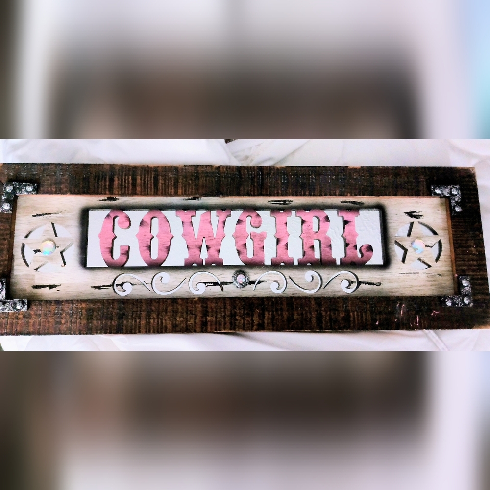 Pink Cowgirl Mirrored Picture